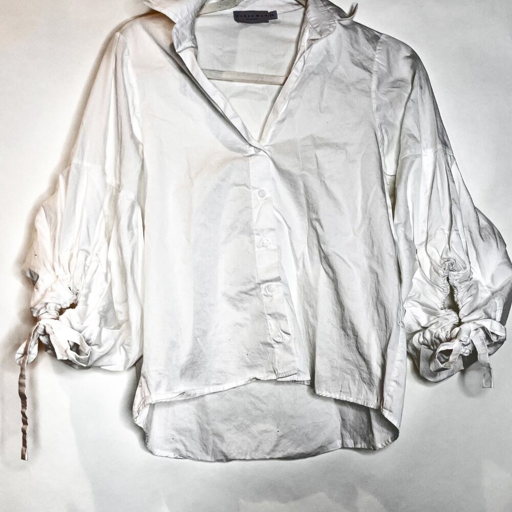 Harshman | Violetta White Button Down Bow Sleeve Shirt | eBay