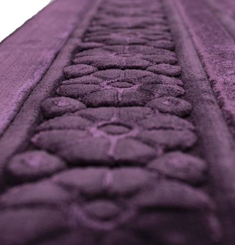 Modefa Luxury Velvet Islamic Prayer Rug Janamaz Sajjadah Floral Stamp Purple - Picture 5 of 6
