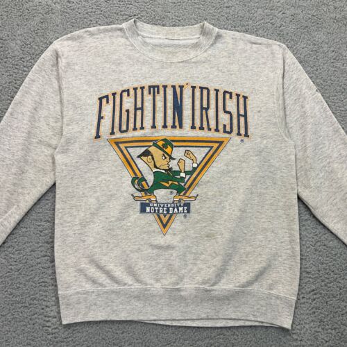 Vintage Notre Dame Fighting Irish Sweatshirt Mens Large Gray THRASHED Chopped - Picture 3 of 16