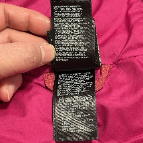 The North Face Magenta Hooded 550 Goose Down Puffer Jacket Girls Medium 10/12 - Picture 10 of 16