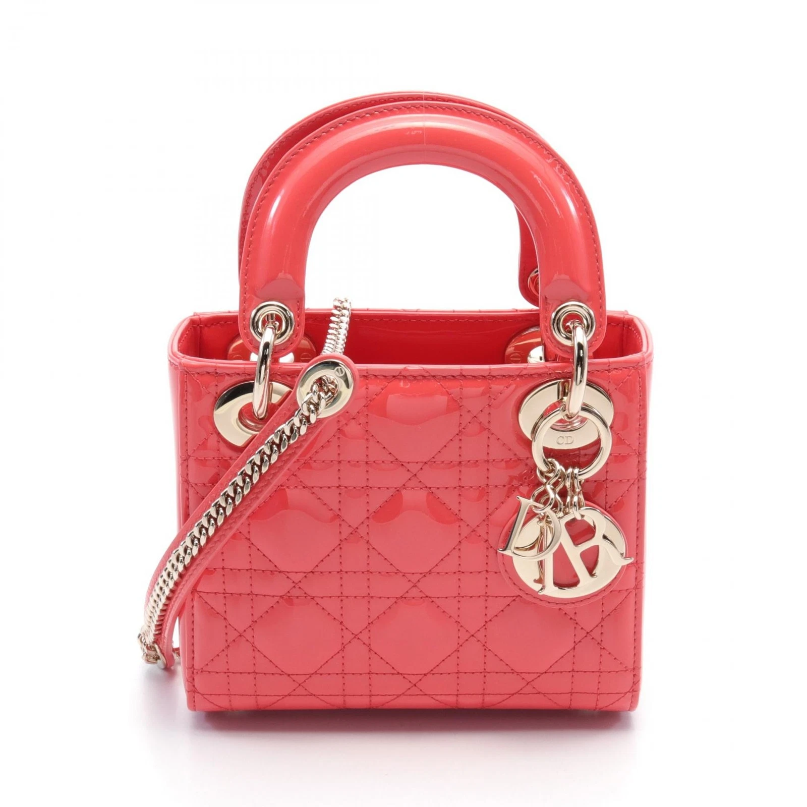 Sac bandoulière Christian Dior Lady dior Mini Cannage main M0505OWCB63R cuir PK