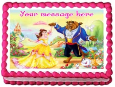 BELLE Beauty and the beast Edible cake topper Party image decoration