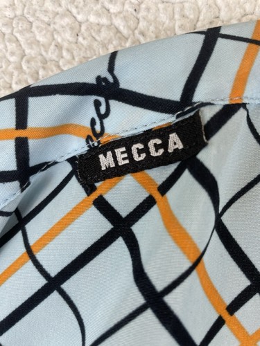 Mecca Mens Short Sleeve Button Up White Plaid Shirt 100% Polyester Logo 3XL - Picture 6 of 15