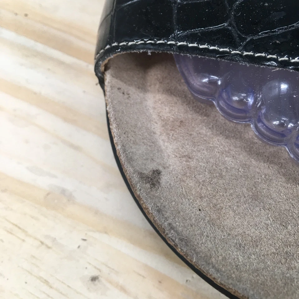 Memphisto Sandals Womens 39 Slide Black Leather Slip On Buckle Casual Open Toe - Image 3 of 4