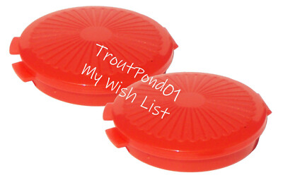 Tupperware Mini Clamshell Pill Keeper Round Hinged Pocket Container Red Set of 2