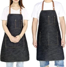 Chef Denim Apron, Work Apron Cooking Bib Apron for Men & Women Chef Kitchen