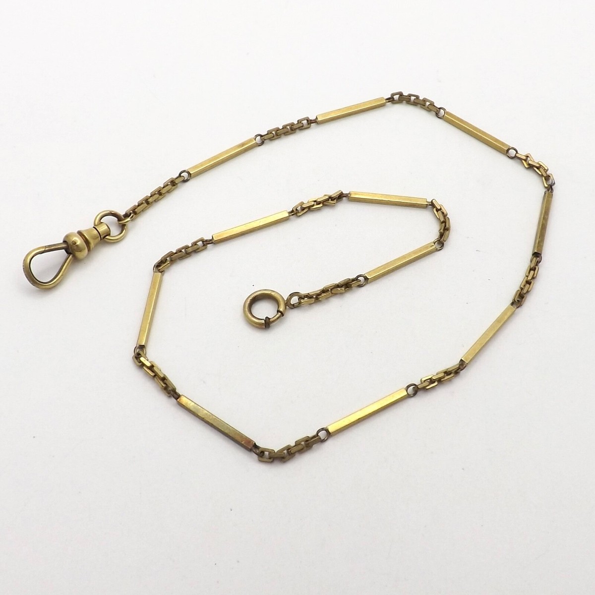20世紀初頭｜アメリカ｜Simmons社｜ウォッチチェーン Victorian Simmons Gold Filled Bar Square Cable Link Pocket Watch