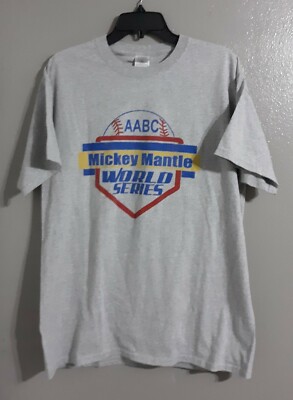 UNISEX ADULT AABC  MICKEY MANTEL WORLD SERIES SHORT SLEEVE PULLOVER TEE.SZ L