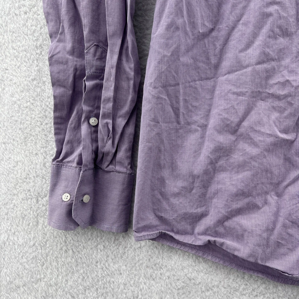Merona Dress Shirt Mens Large 16 Purple Button-Up Top Long Sleeve Collared - Image 4 of 4