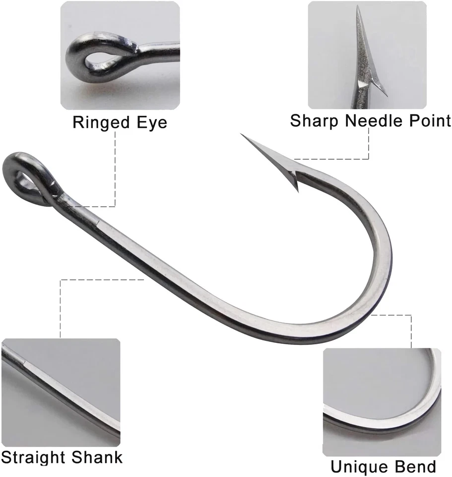 5pcs 7732 Stainless Steel Fishing Hook Sea Demon Saltwater Tuna Hooks 4/0#-12/0# - image 3 of 4