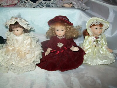 Small Porcelain Dolls Set of 8 Beautiful Old Fashioned