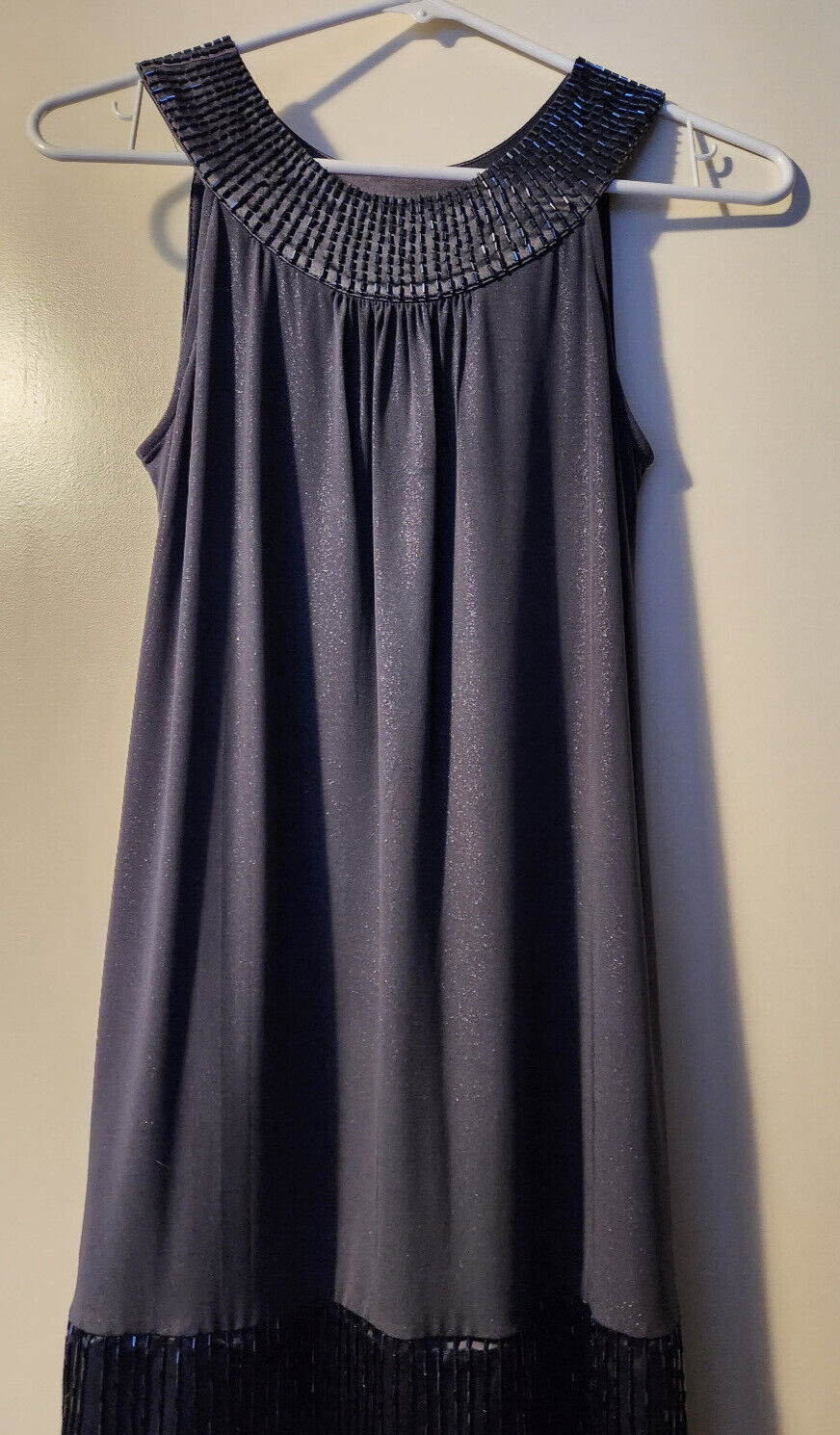 Beaded Blue Express Tank Top With Fringe Size XS - image 1