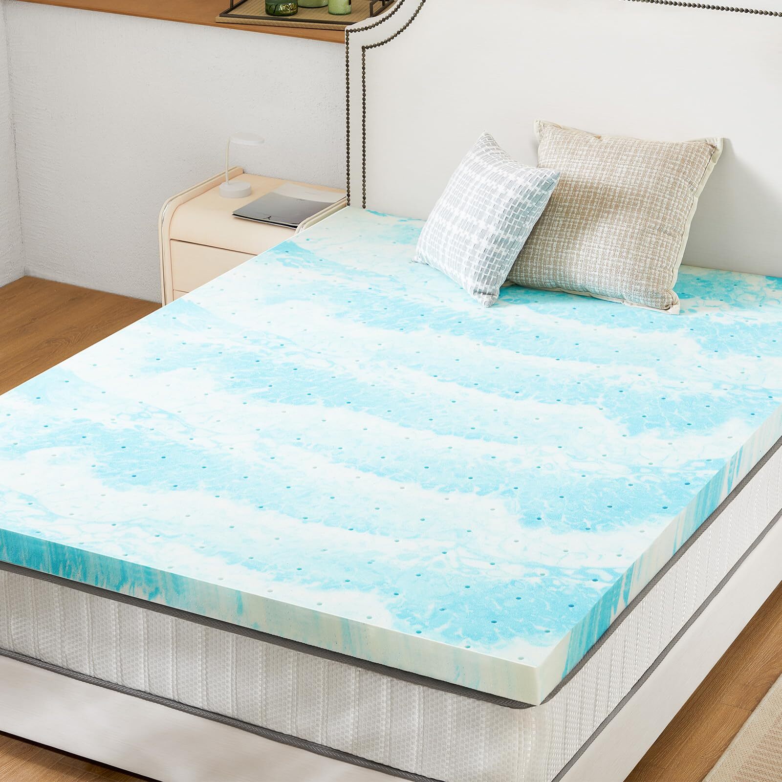 Mattress Topper Queen, 2 Inch Thick Memory Foam Infused Cooling Toppers Pad f...-image