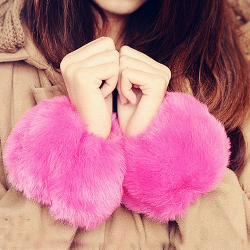 Chic Winter Warm Women Faux Fur Fluffy Elastic Wrist Cuffs Arm Warmer Plush - Bild 6 von 28
