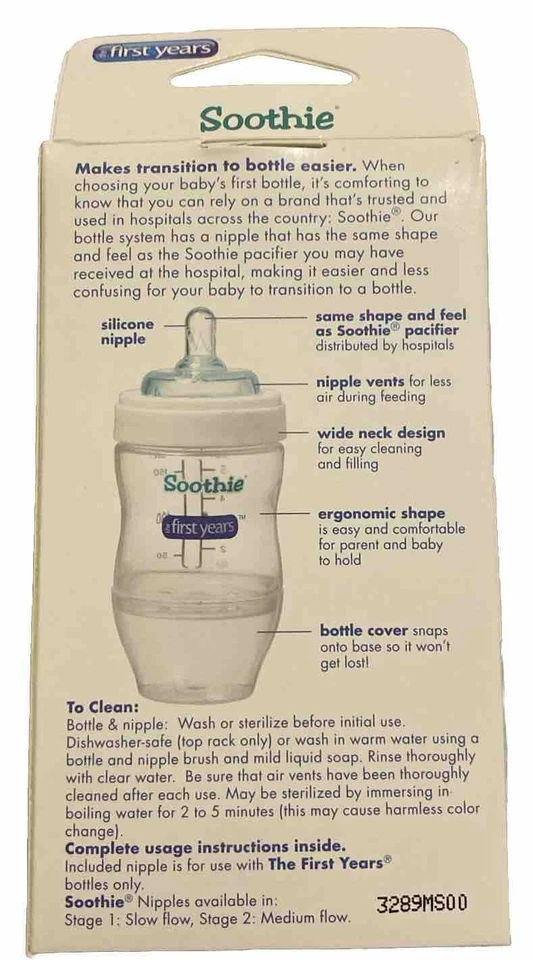 Biberón recién nacido First Years Soothie y pezón de flujo lento 0-3 meses ENVÍO GRATUITO🌻 Foto 4 de 4