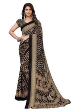 New Indian Georgette Saree With Unstitched Blouse Party Wedding Wear For women