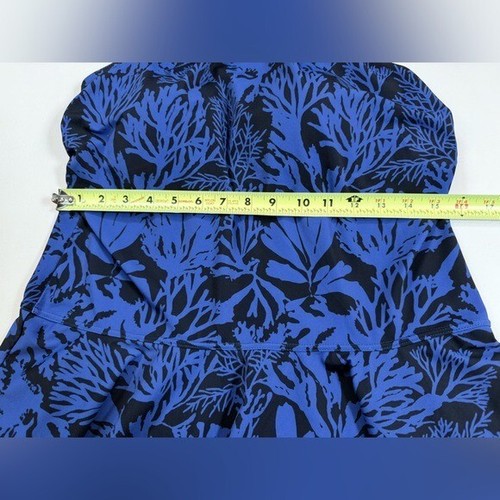 NWT Ulla Popken tankini top blue black floral size women’s 14 built in bra - Picture 5 of 9