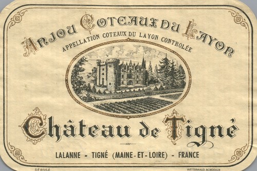 Vintage Chateau de Tigne' Anjou Coteaux Du Layon Original French Wine Label B882