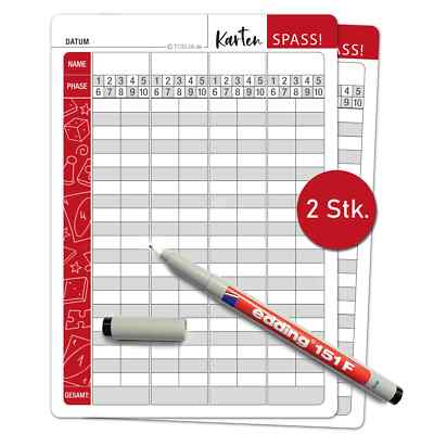 Spielblock Ersatzblock 10 verwendbar mit Phase Kartenspiel abwischbar + Stift