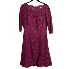 NWT Eliza J Lace Fit Flare Dress Women’s 6 Maroon Wedding Guest Holiday Party