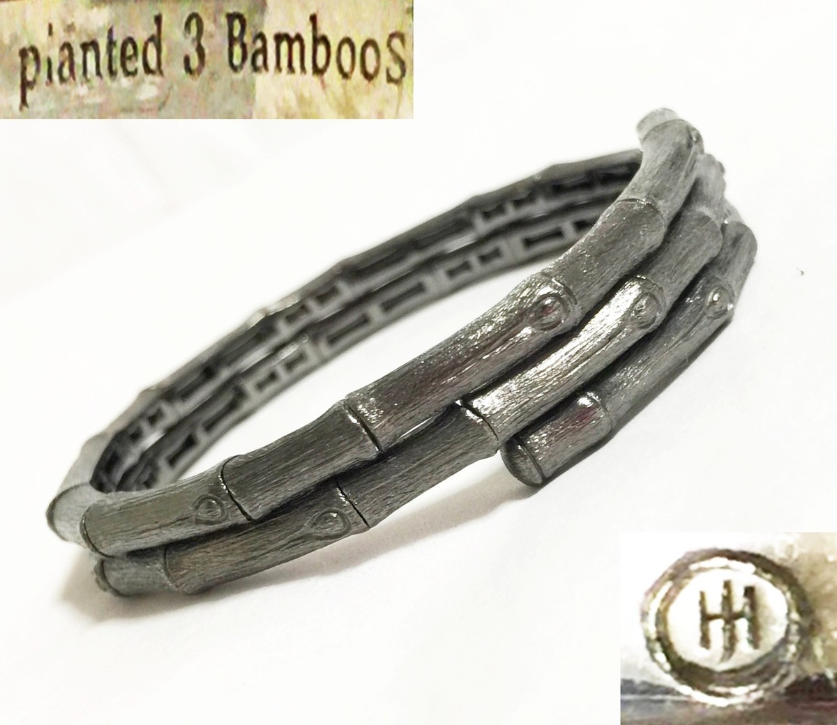 $650 John Hardy XS Pianted Bamboos Brushed Silver Double Coil