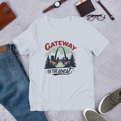 Retro Style "Gateway To The West" St. Louis Arch Unisex t-shirt - Picture 4 of 4