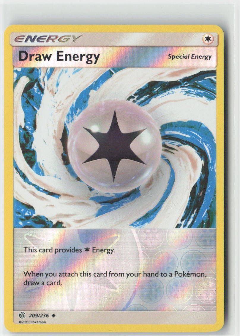 Draw Energy 209/236 Uncommon Cosmic Eclipse Pokemon Reverse Holo Near Mint