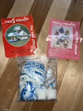 2 Mary Maxim Needlepoint Victorian Christmas Ornament Kits-Drums/Bird Feeder