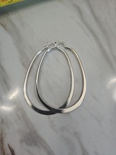 925 sterling silver Hypoallergenic Large Oval-Shaped Flat Smooth Hoop Earrings