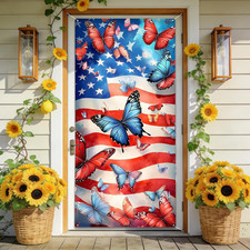 Patriotic Butterfly Door Cover - 3.54 X 7 Ft