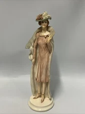 Vintage Seymour Mann Art Deco Elegant Lady Figurine Feather Hat 12”