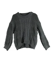 So Good For Life Womens Pullover Cable Knit Sweater Long Sleeve Size XS Gray