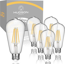 Vintage Edison LED Light Bulbs 6W 6 Pack , Soft White, Non-Dimmable, E26/E27 Ba