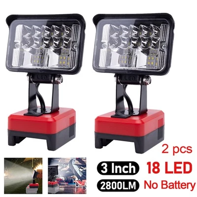 DEMKMILRI 2pcs LED Work Light For Milwaukee 18V M18 Battery Floodlight Camping lamp Torch