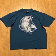 Vintage 90's 1993 Peggy Murray Retro Dolphin Signal Sports USA Made XL Sea Life