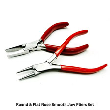 Round & Flat Nose Smooth Jaw Pliers Set for Jewelry Making, Wire Work and Beadin