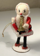 Vintage 1950s 60s Santa Claus Musician Christmas Ornament Cloth Face JAPAN 4.5"