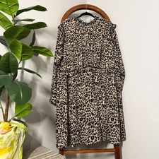 ASOS 24 Leopard Print Long Sleeve Ruffle Trim Cut Out Back Dress