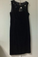 Eliza J Black Velvet Stretch Size 16 Cocktail Dress Expose Zip Cut Out Neckline