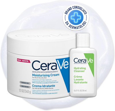 Cerave Body & Travel Kit, Feuchtigkeitscreme für Gesicht und Körper, für trockene Haut, mit A