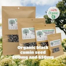 USDA Certified Organic Black Cumin Seed Nigella sativa 500mg and 650mg,
