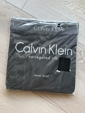 NEW VINTAGE Calvin Klein Men's Variegated Rib Boxer Brief Black Small U3600