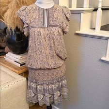 Ulla Johnson 100% Silk Smocked Waist Floral Midi Dress Size 0