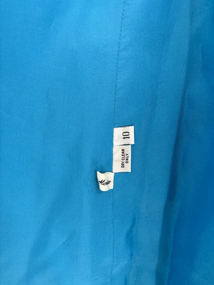 Christian Dior Vintage Años 90 Falda Chaqueta Conjunto Mujer 10 Azul Estrás Botón Foto 4 de 4