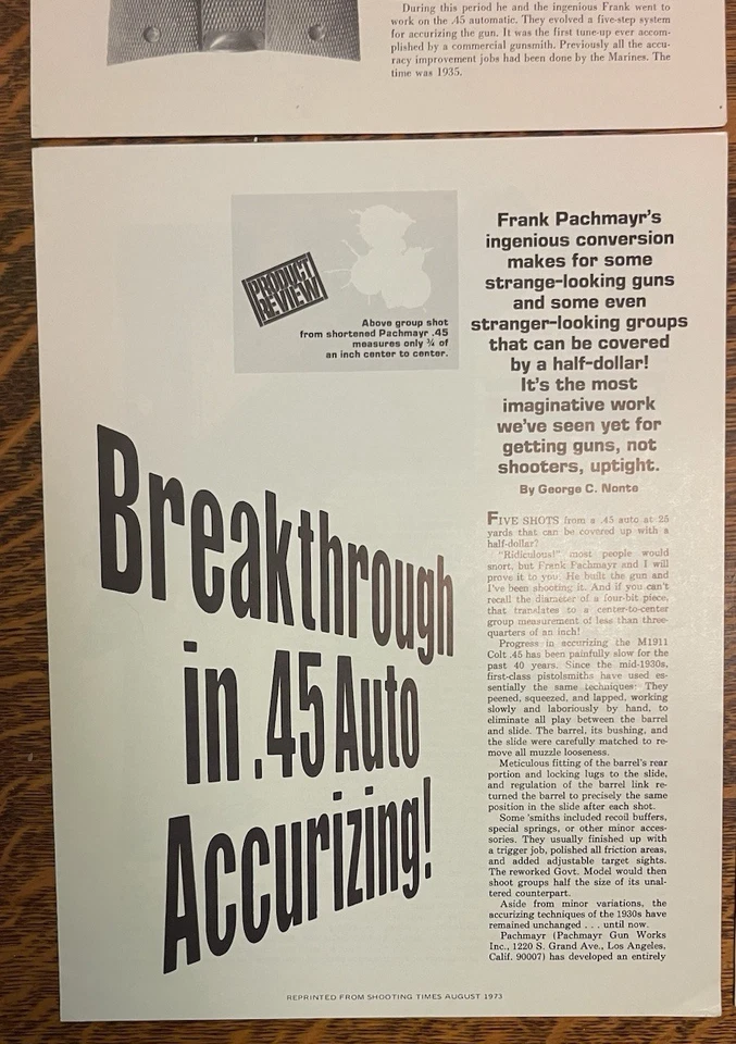 LOT-4~ COLT .45 PROMO GLOSSY PHOTO & 3 BROCHURES~ 1973~ FRANK PACHMAYR'S - Image 4 of 4