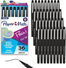 Paper Mate Flair Felt Tip Pens, Medium Point 0.7Mm , Black, 36 Count