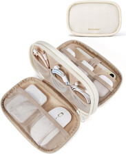 Electronics Organizer Travel Case for Cords Chargers Phones, Beige