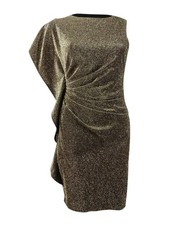 Vince Camuto Women's Metallic Asymmetrical Bodycon Dress (10, Gold) 689886487527