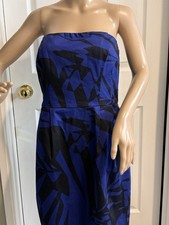 Y2K Express Design Studio Womens Strapless Dress Size 10 Blue Black Mini