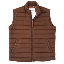 Manto Classic-Fit Brown Quilted Flannel Cashmere Puffer Vest M (Eu 50) NWT